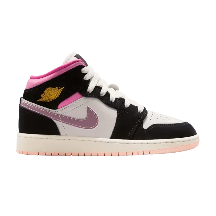 Air Jordan 1 Mid GS 'Black University Gold Pinksicle'