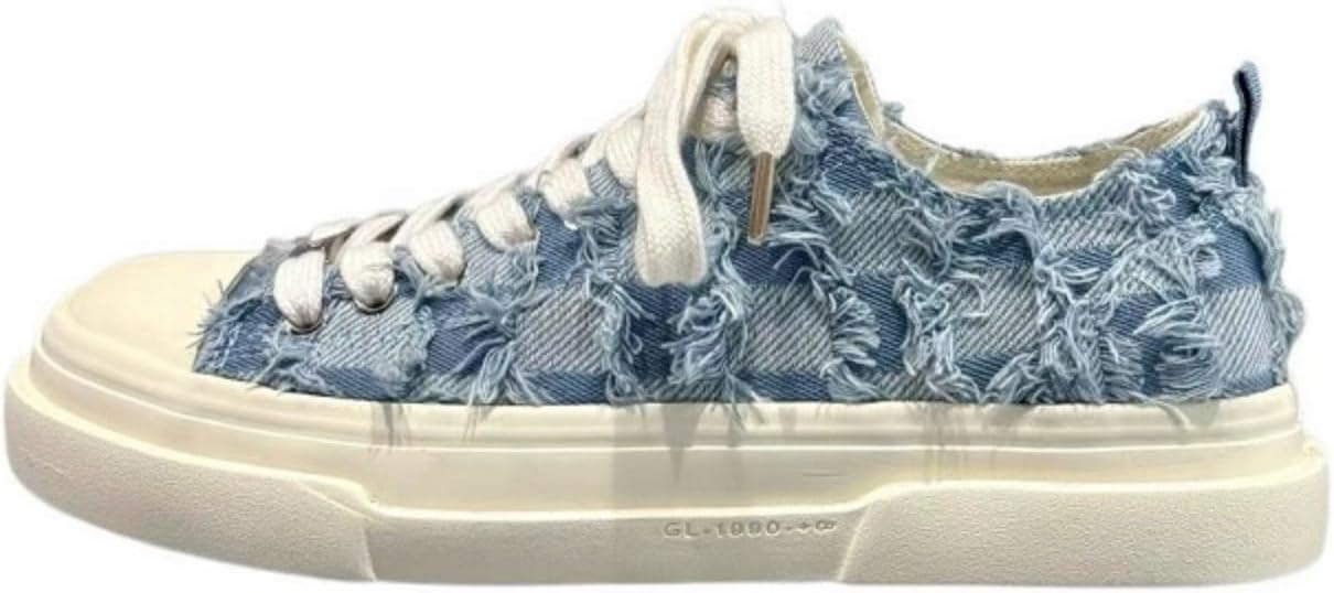 

Мужские модные низкие кеды на платформе из холста - на шнуровке, удобные и нескользящие, идеально подходят для тренировок, спорта, скейтбординга, тенниса, прогулок и вождения Khwfjas, светло-голубой