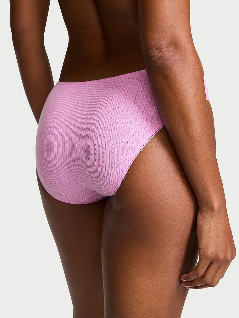 Трусики-Бикини из хлопка с ажурным цветочным кружевом Victoria'S Secret, Daisy Lace Bikini Pink — фото 2