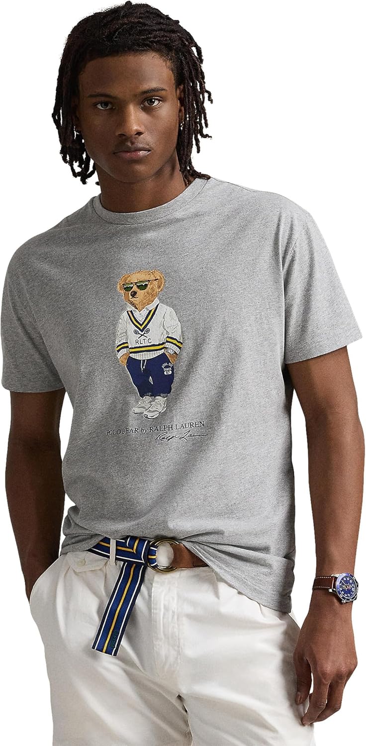 

Мужская футболка Polo Bear Classic Fit POLO RALPH LAUREN с принтом джерси, Andover Heather Hrtg Icns Bear