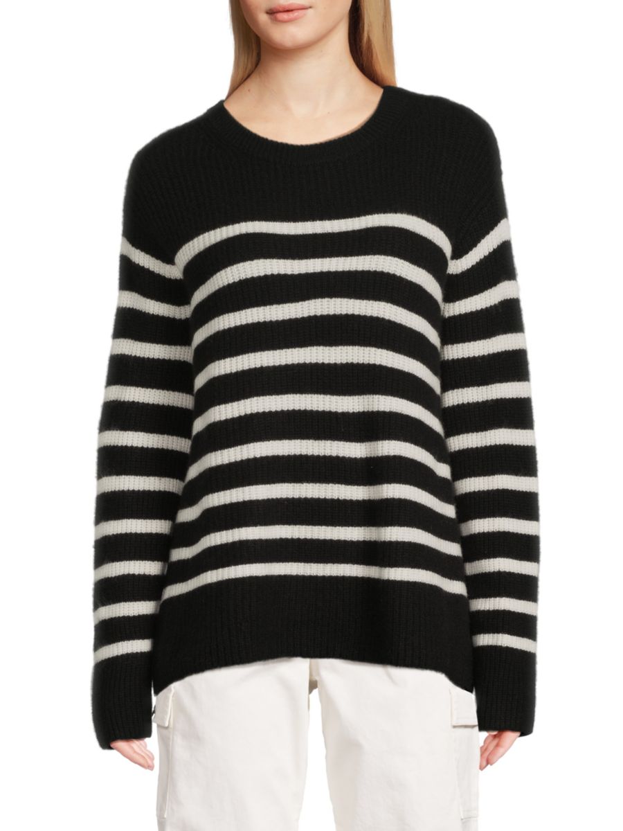 

Полосатый свитер Гарольд из шерсти и кашемира Alice + Olivia, цвет Black Ecru