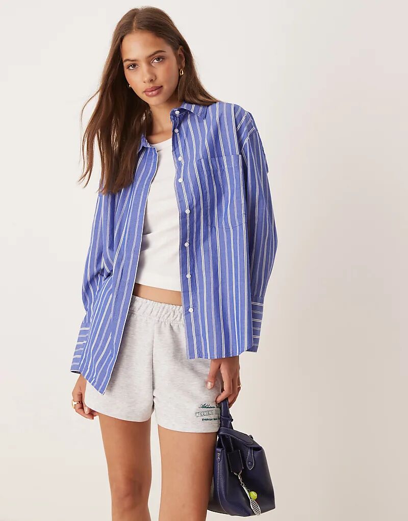 

Рубашка Gina Tricot из поплина в сине-белую полоску