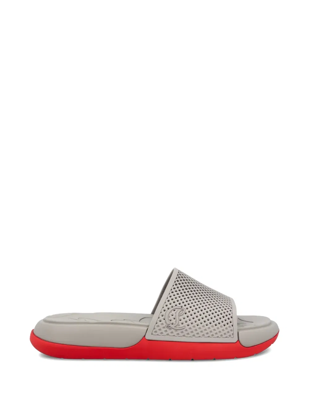 Шлепанцы с перфорированной логотипной табличкой Christian Louboutin, серый