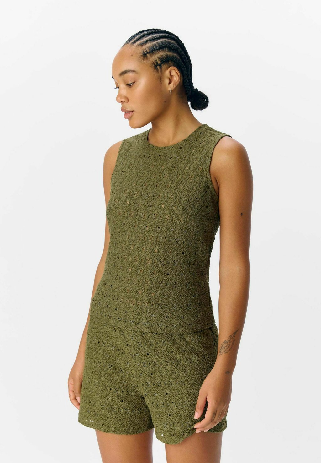

Блуза BRODERIE ANGLAISE Object, оливковый