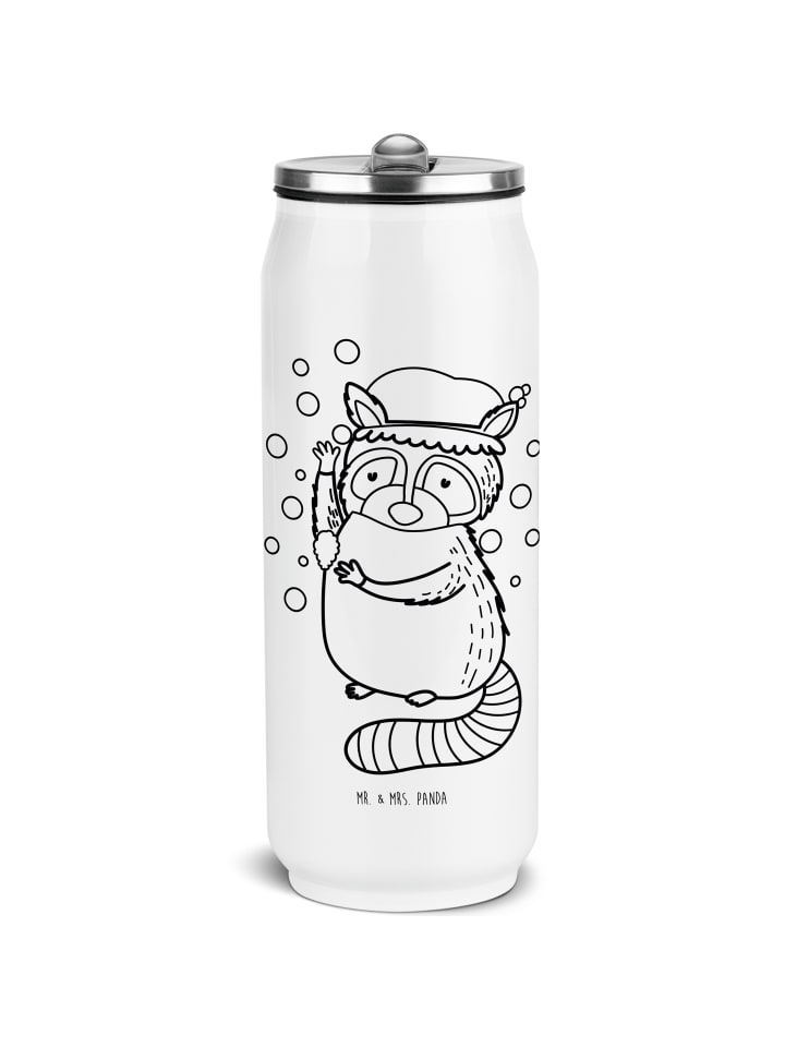 

Mr. & Mrs. Panda Спортивная бутылка для воды с изображением енота, без слогана, белого цвета