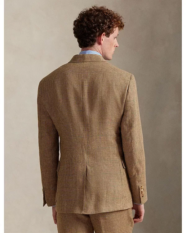 Летний твидовый пиджак поло приталенного кроя Polo Ralph Lauren, Tan/Brown — фото 3