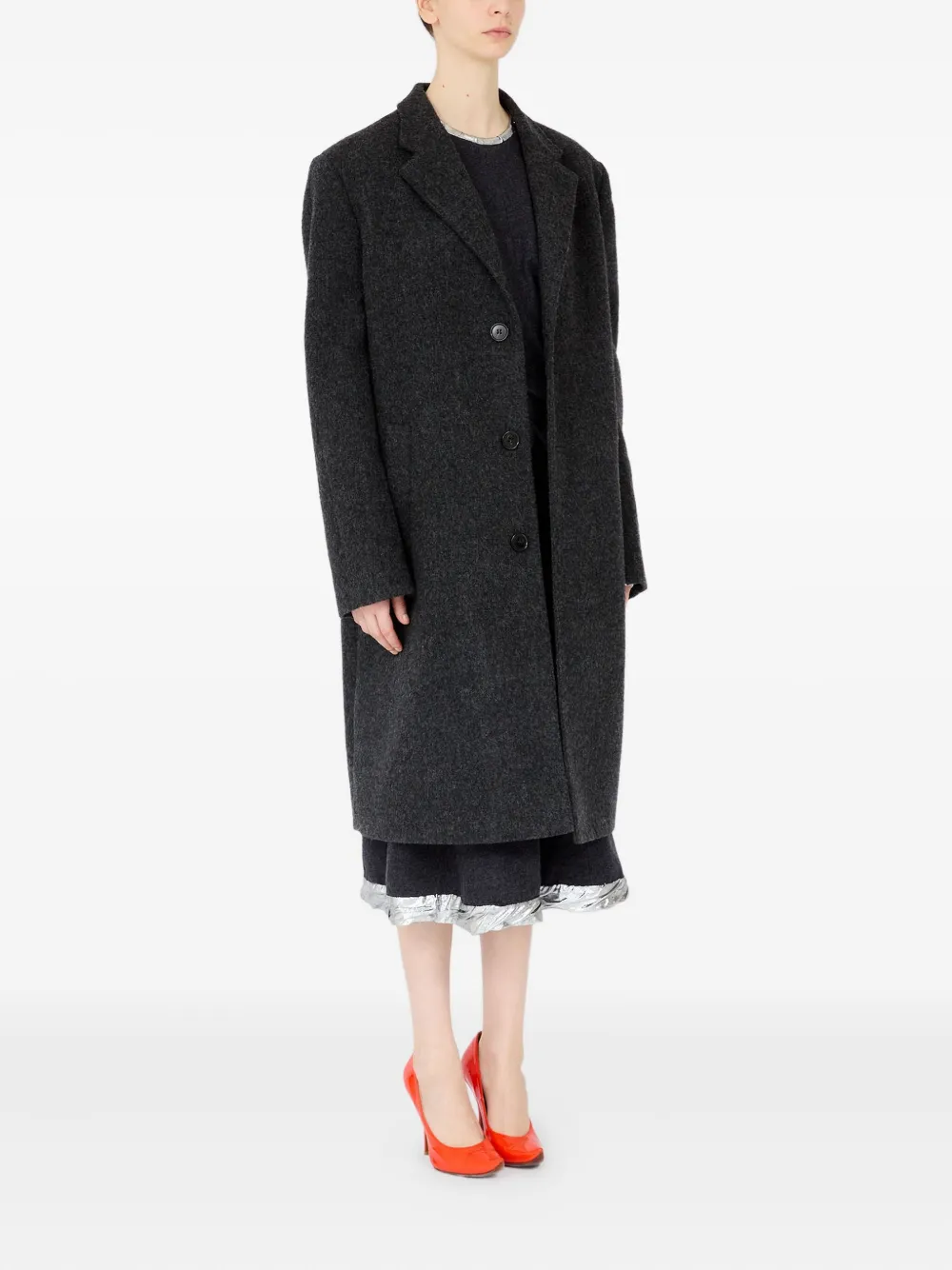 Однобортное пальто с четырьмя стежками Maison Margiela, черный — фото 3