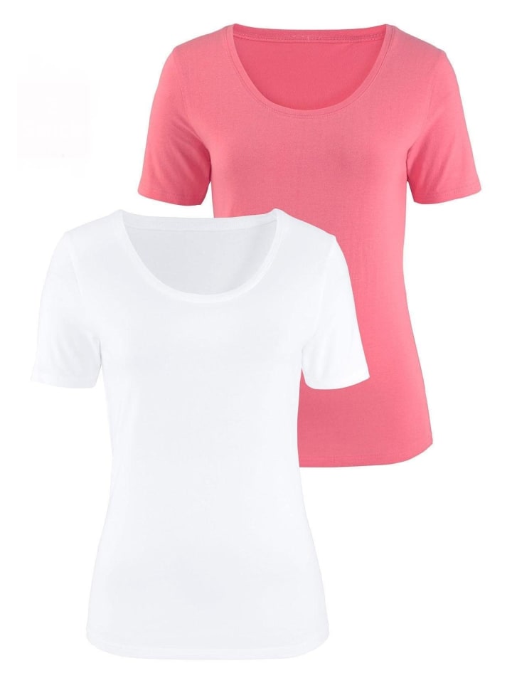 

Футболка абрикосового и белого цветов Vivance, Белый, Футболка абрикосового и белого цветов Vivance