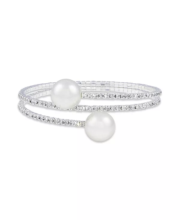 

Браслет-Виток из 2 рядов кристаллов с серебристым жемчугом Macy'S, white