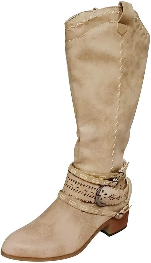 

Женские сапоги Hbeylia в стиле бохо, винтажные с кружевом, металлической пряжкой, хаки