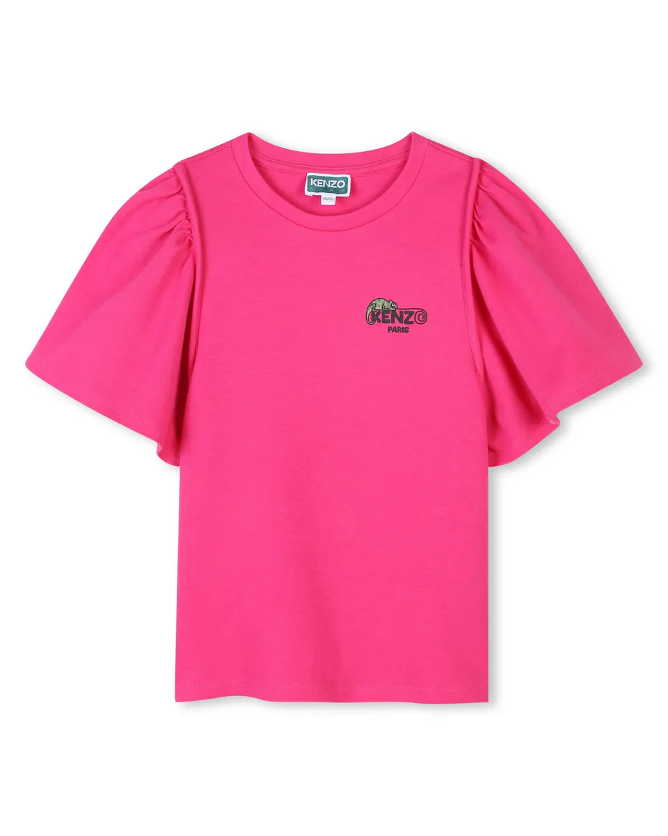 

Футболка с коротким рукавом для девочки розового цвета Kenzo Kids, фуксия