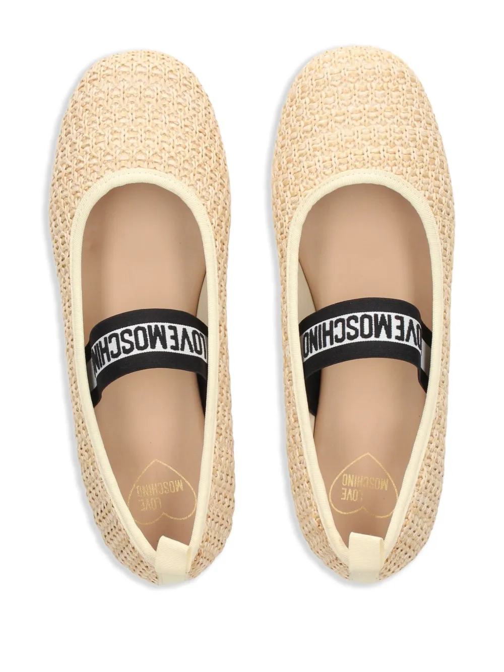 Балетки с логотипом на ремешках Love Moschino, нейтральный — фото 4