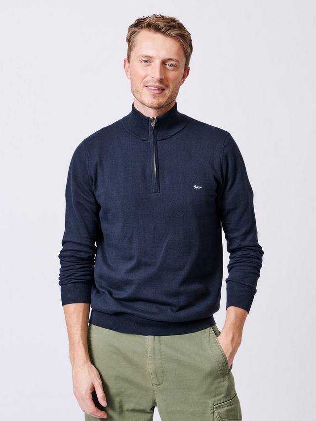 

Джемпер Daw Zip Neck из хлопкового трикотажа Aubin, Navy