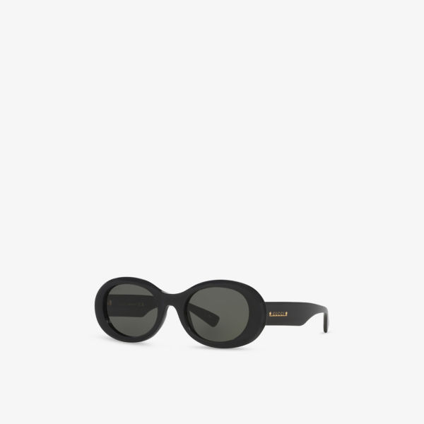 Солнцезащитные очки Gucci с овальной оправой из ацетата, черный — фото 4