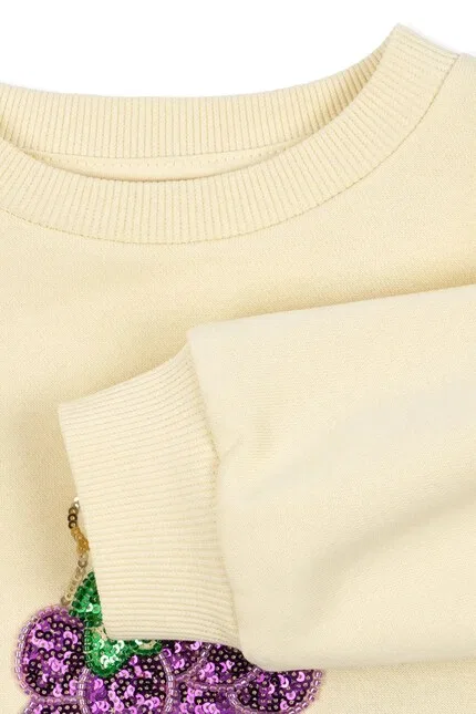 Худи детское с пайетками LOU SEQUIN SWEAT SHIRT Konges Sløjd, бежевый — фото 3