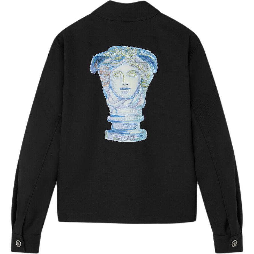 Куртка на молнии с вышитой головой Медузы Versace, черный — фото 4