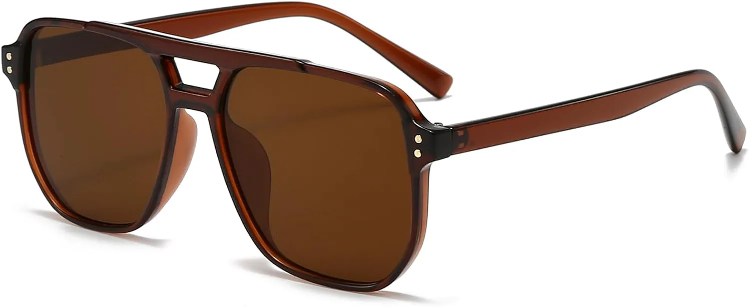 

Солнцезащитные очки-авиаторы EYLRIM в стиле ретро для женщин и мужчин. Классическая квадратная оправа в стиле 70-х. Винтажные солнцезащитные очки, A6 Brown/Brown