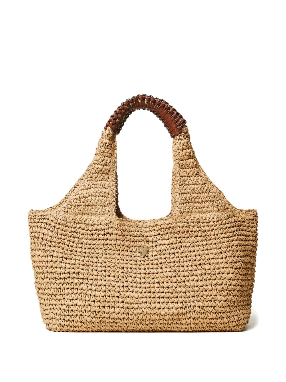 

Сумка на плечо с плетеным эффектом и пластиной с логотипом Twinset, нейтральный