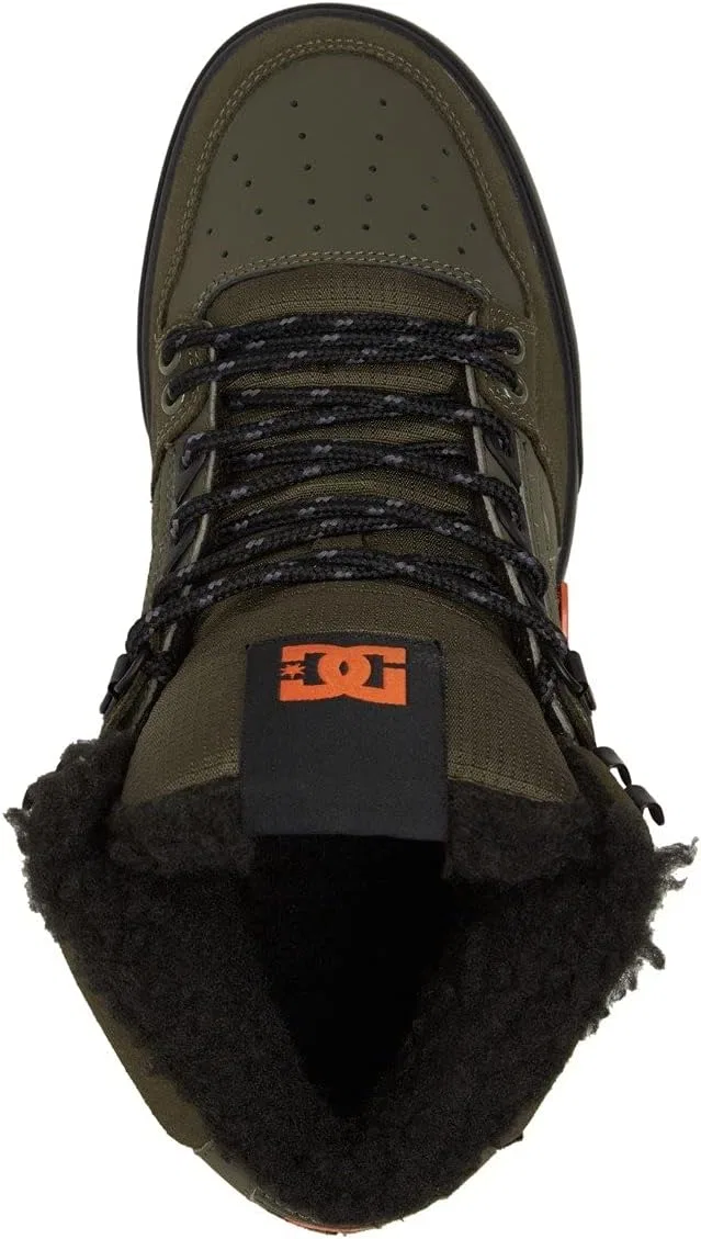 Мужские высокие зимние скейтбордные кроссовки DC Shoes Pure High Top Wc, Dusty Olive Orange — фото 4