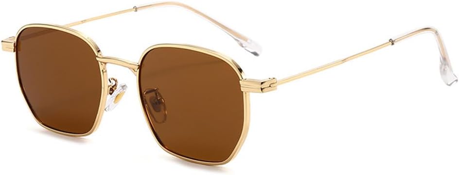 

Квадратные женские солнцезащитные очки с прозрачными линзами и металлической оправой, мужские солнцезащитные очки в стиле панк оранжевого цвета с защитой от УФ-излучения UV400 FYTUP, Golden Tea