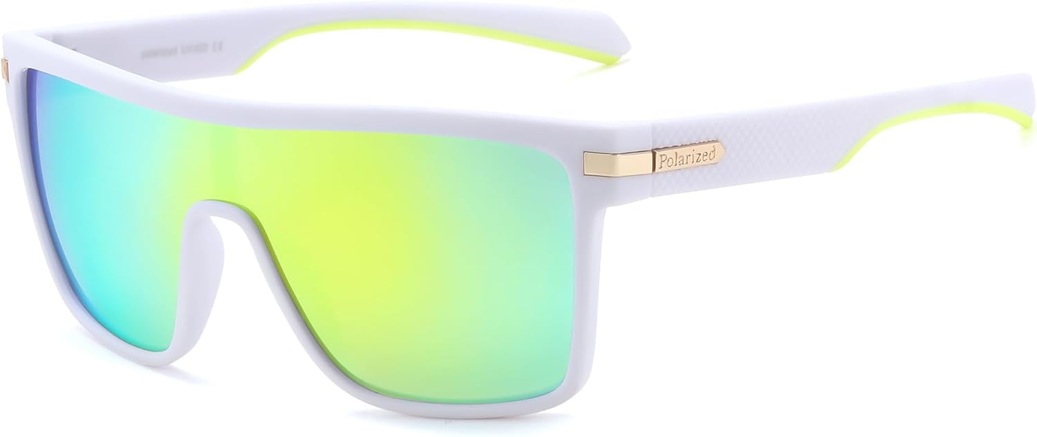 

Спортивные поляризованные солнцезащитные очки FEISEDY Flat Top TR90 с плоским верхом, модные квадратные очки большого размера для женщин и мужчин, защита от ультрафиолета UV400, артикул B0104, White Frame/Yellow Lens