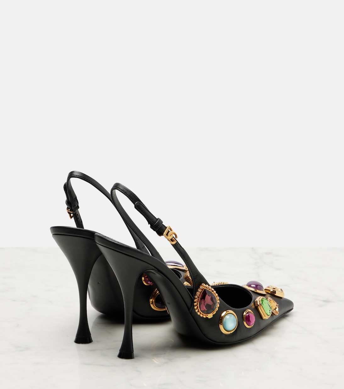 Туфли-лодочки DG с кожаной отделкой и ремешком на пятке Dolce&Gabbana, Nero — фото 2