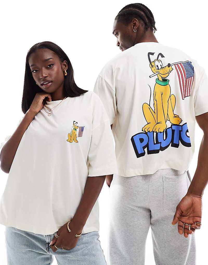 

ASOS DESIGN — кремовая футболка оверсайз унисекс с принтом собаки Pluto