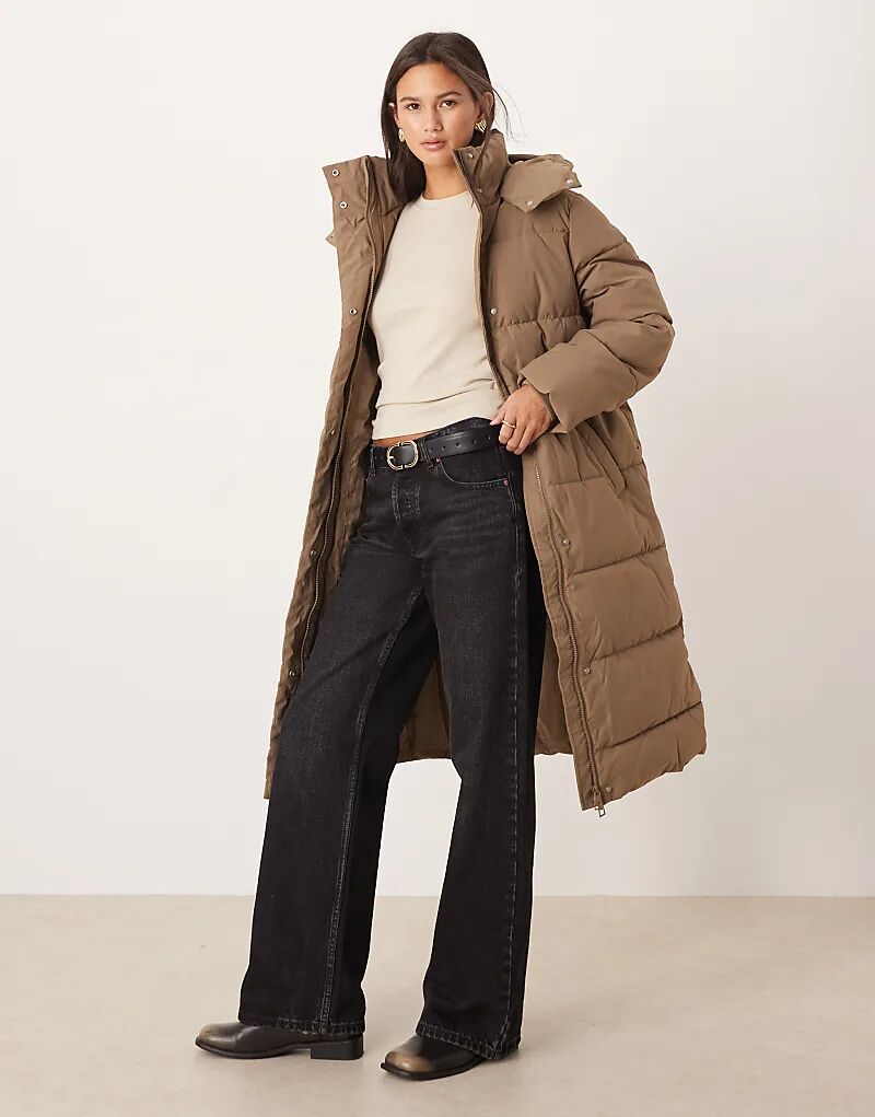 

Удлиненное стеганое пальто JDY коричневого цвета