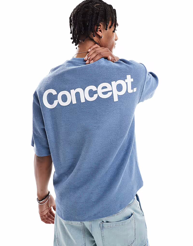 

Футболка Bershka Concept Back Printed в светло-сером цвете