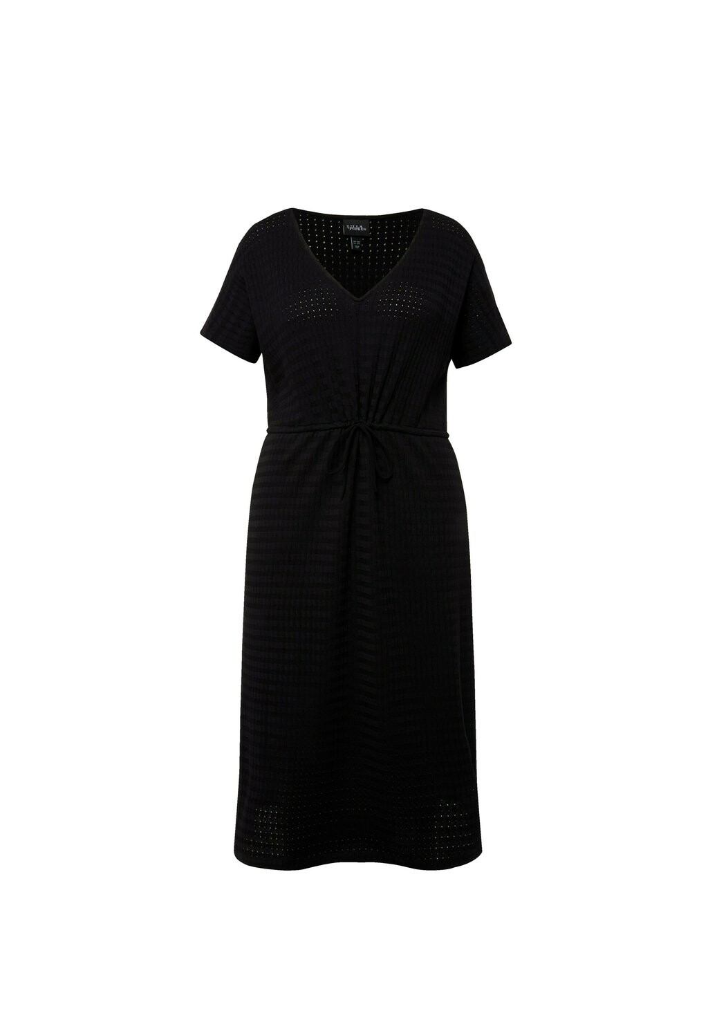 

Дневное платье TEXTURED KNIT SHORT SLEEVE DRAWSTRING WAIST Ulla Popken, черный