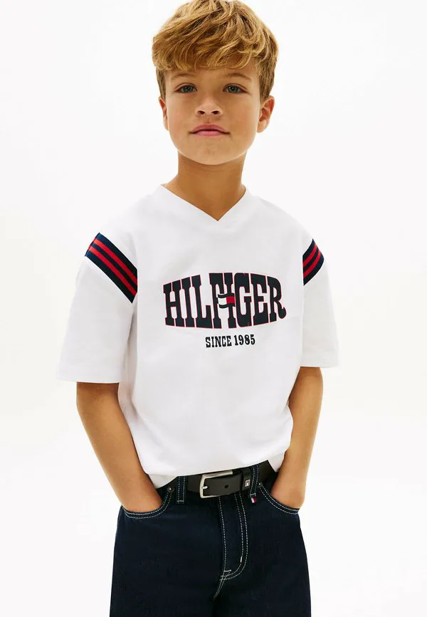 Футболка с v-образным вырезом и логотипом Tommy Hilfiger, White — фото 2