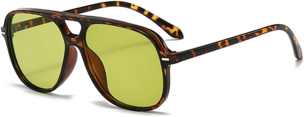 

Винтажные мужские солнцезащитные очки с двойной перемычкой, модные зеленые линзы Ocean, женские солнцезащитные очки с заклепками, защита от УФ-излучения UV400 UUPTTPL, Leopard Green