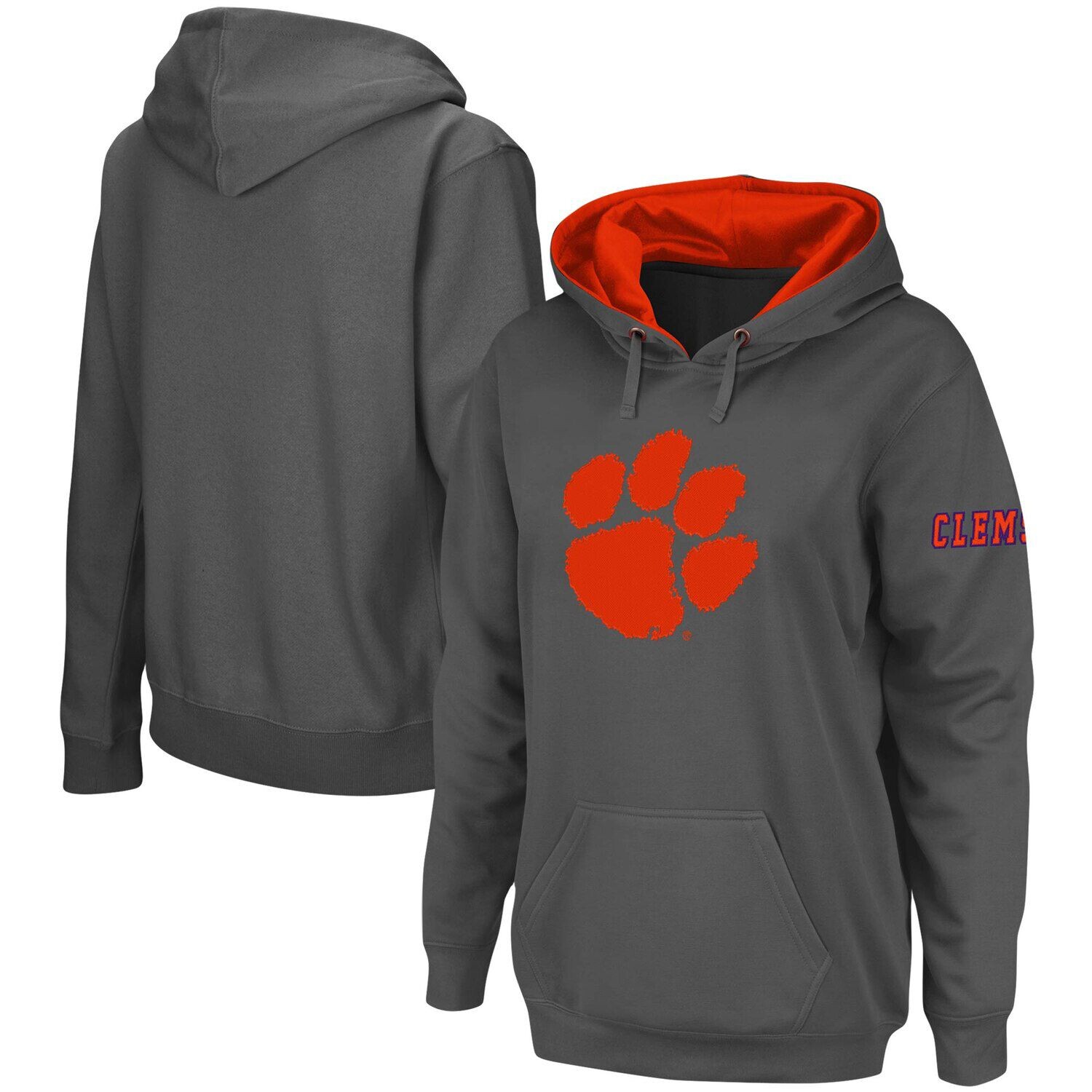 

Женский темно-серый пуловер с большим логотипом Clemson Tigers