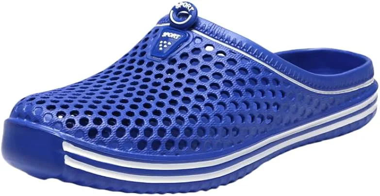 

Мужские сабо однотонного цвета на платформе, с открытым носком, сквозными отверстиями, нескользящие, для улицы, летние повседневные сандалии Hhhchpm, синий