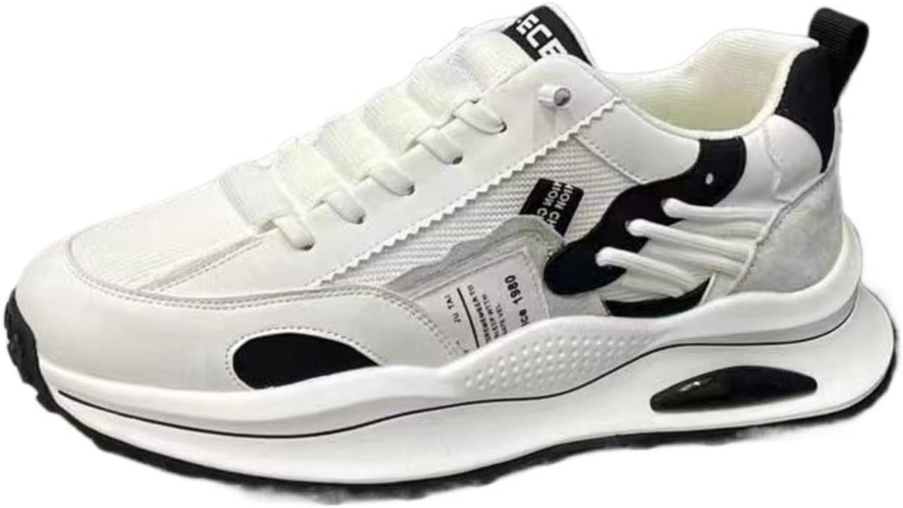 

Мужские кроссовки на платформе с эластичной застежкой, дышащие текстильные слипоны, удобная массивная подошва, повседневная обувь для ежедневного ношения и легких активностей Azttoztto, белый/черный