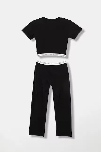 Пижама двухчастная хлопковая с эластаном Calvin Klein Underwear, черный — фото 2