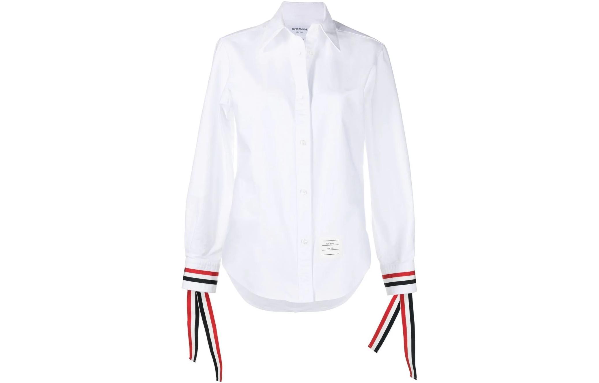 

Рубашка Оксфорд с контрастными манжетами THOM BROWNE, белый