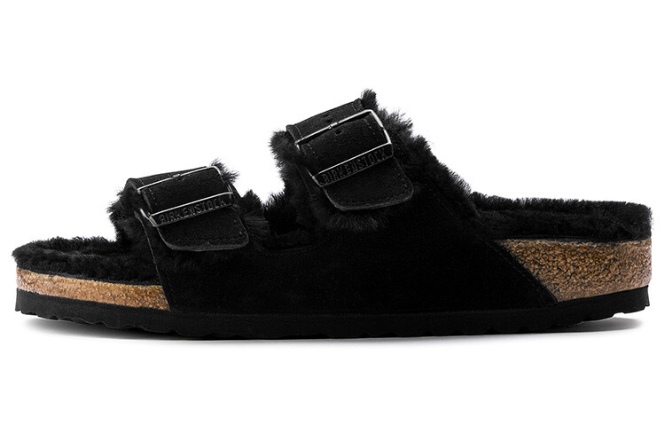 Шлепанцы Arizona Shearling Series унисекс черного цвета Birkenstock