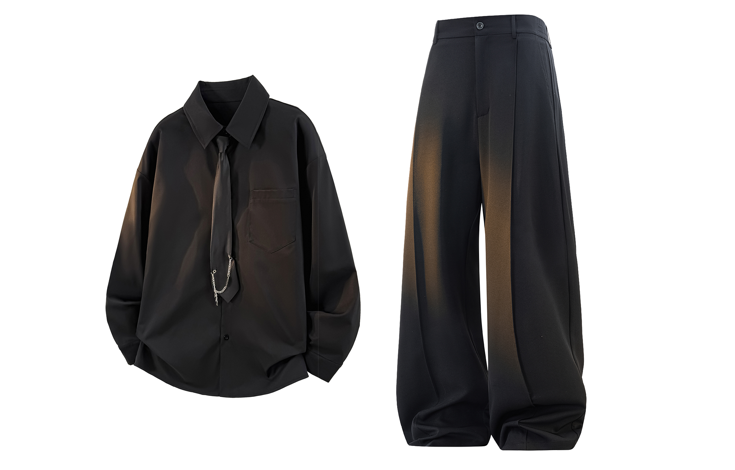 

Повседневная спортивная одежда Unisex с лацканом Lapel Moderate X1617, черный shirt+черный suit pants