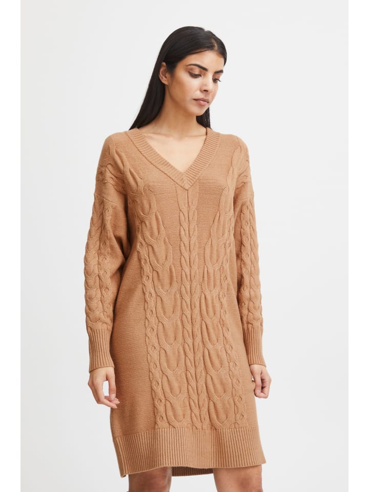

Короткое платье b.young Blusenkleid BYMILO CABLE DRESS 2 - 20813524 Strickkleid, цвет Midi-LängeBraun