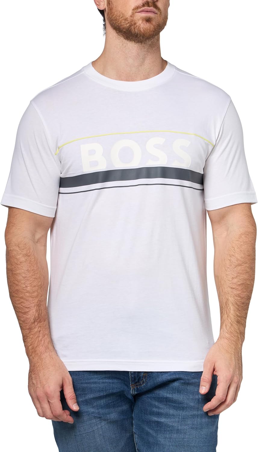 

Мужская футболка BOSS с большим логотипом и культовым принтом, White Gloss, Белый, Мужская футболка BOSS с большим логотипом и культовым принтом, White Gloss