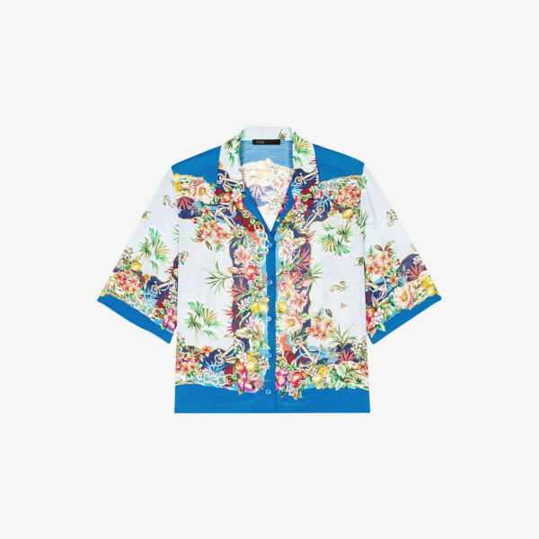 

Рубашка Maje с коротким рукавом, белый / синий