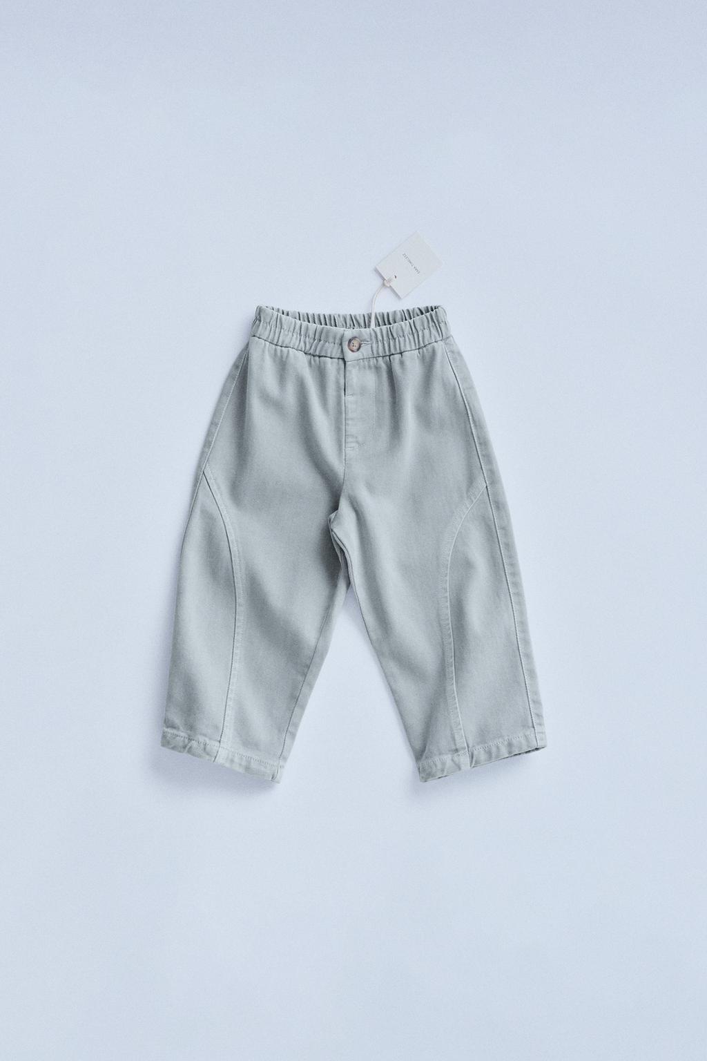 

Мешковатые брюки из саржи из смеси шерсти ZARA, цвет Blue/Grey