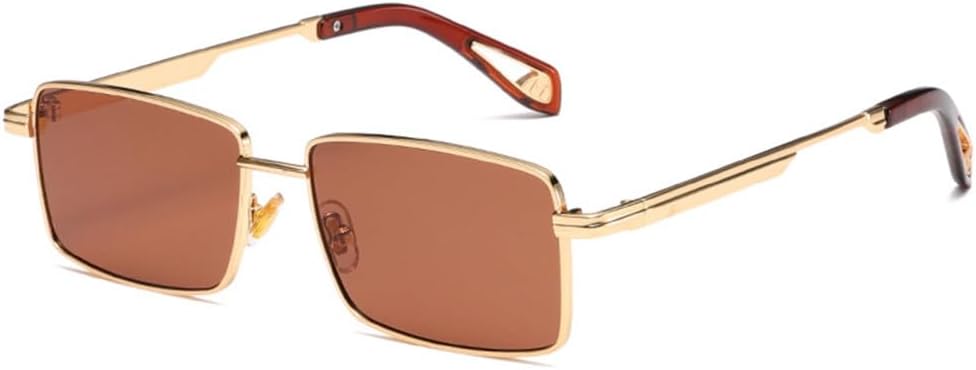 

Прямоугольные солнцезащитные очки для женщин, винтажные металлические солнцезащитные очки для мужчин, ретро узкие солнцезащитные очки с защитой от УФ-излучения UV400 HDUBFY, C8