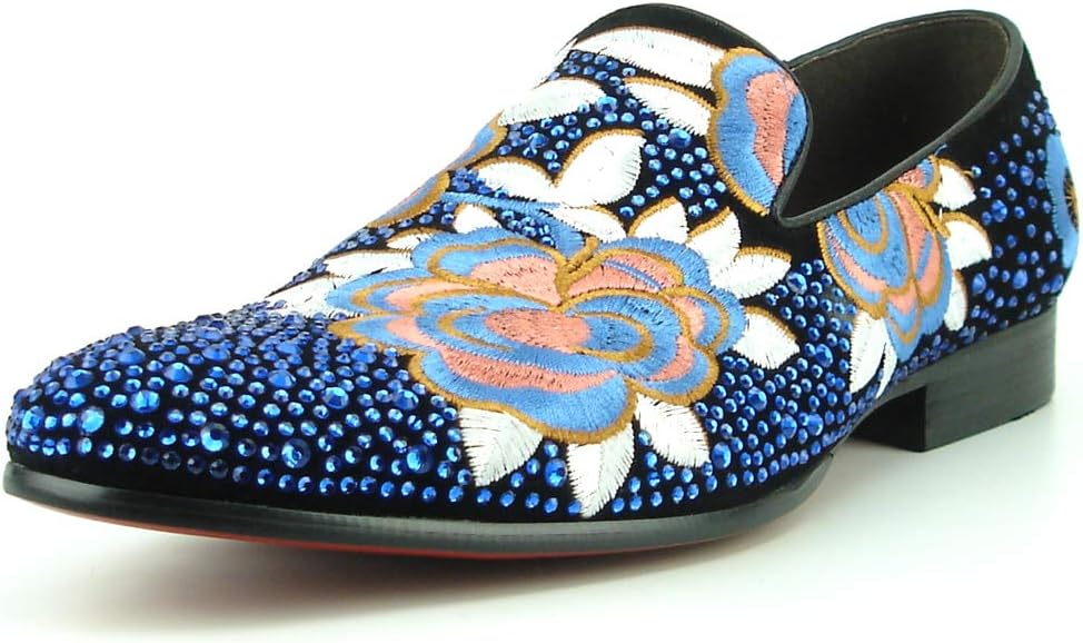 

Лоферы с вышитым цветком и стразами на замше FI-7360 Fiesso By Aurelio Garcia, синий