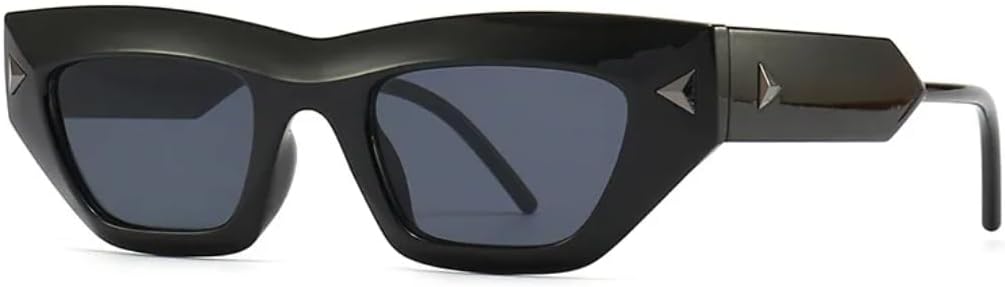 

Солнцезащитные очки «кошачий глаз» для женщин и мужчин, модные, винтажные, в стиле стимпанк, роскошные, с заклепками, защита от УФ-излучения UV400 TVTBBVV, Black Black