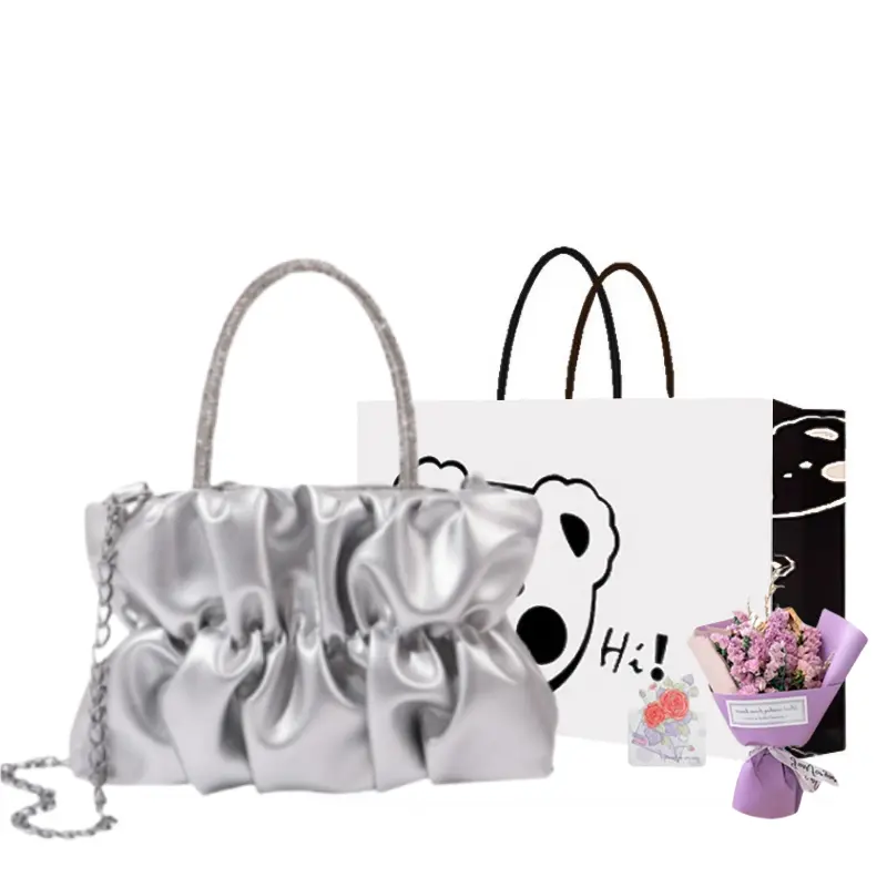 

NX DOUGHNUT Женская сумка через плечо, Silver+Exclusive Shopping Bag+Greeting Card+Dried Flower