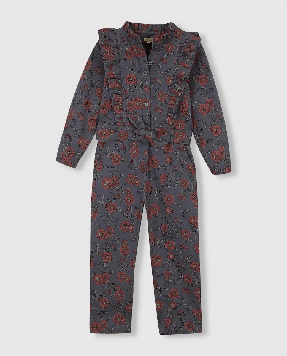 

Детский комбинезон с оборками с зелено-бирюзовым принтом Gocco