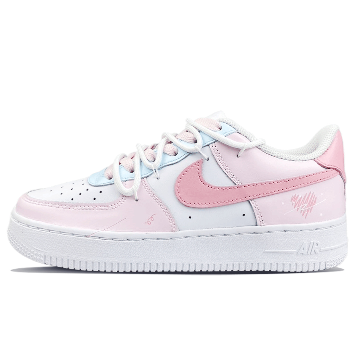 

Детские кроссовки для скейтбординга Air Force 1 для начальной школы Nike, белый/розовый/синий
