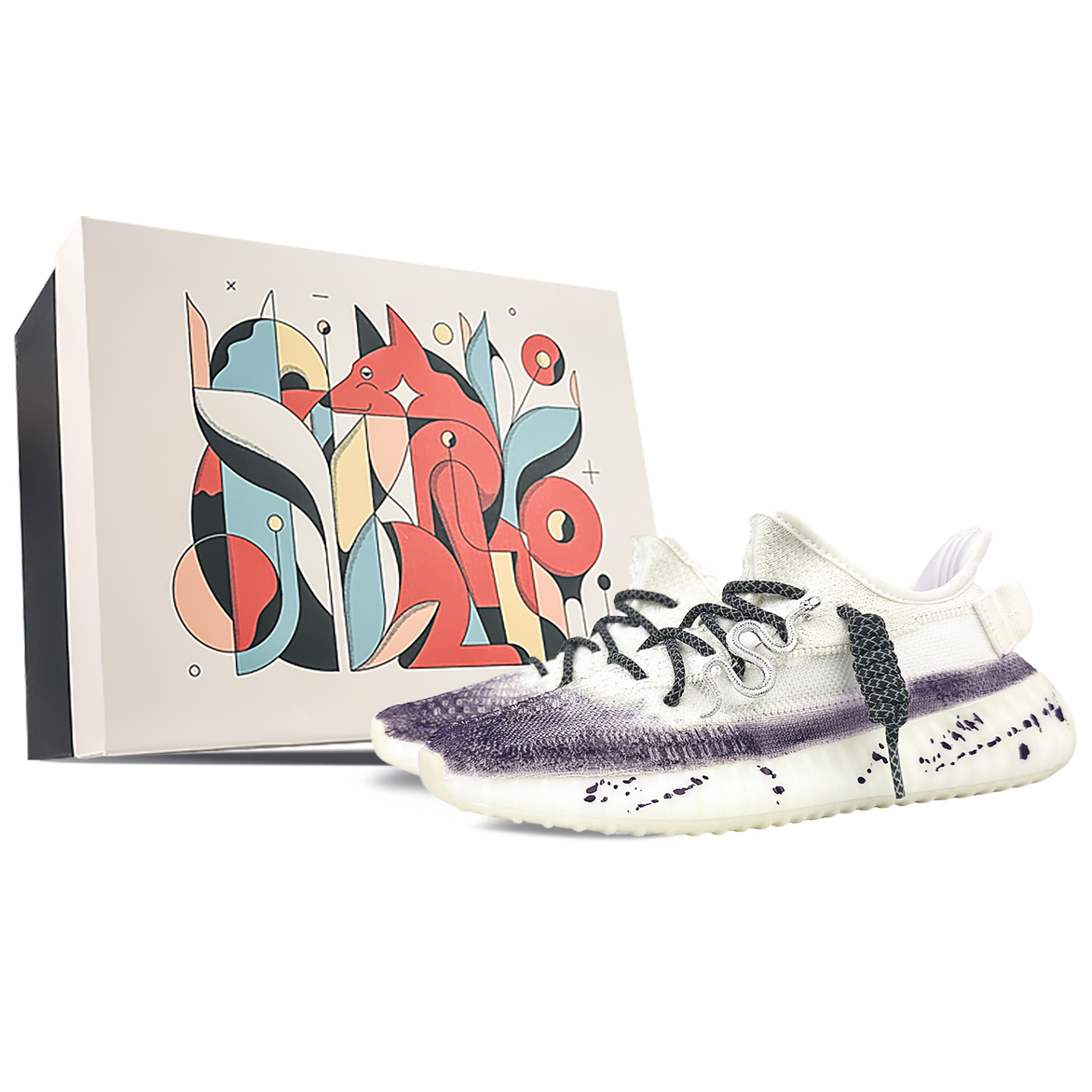 Adidas Originals Кроссовки Yeezy Boost 350 V2 с низким верхом, противоскользящие, унисекс, белые, фиолетовые